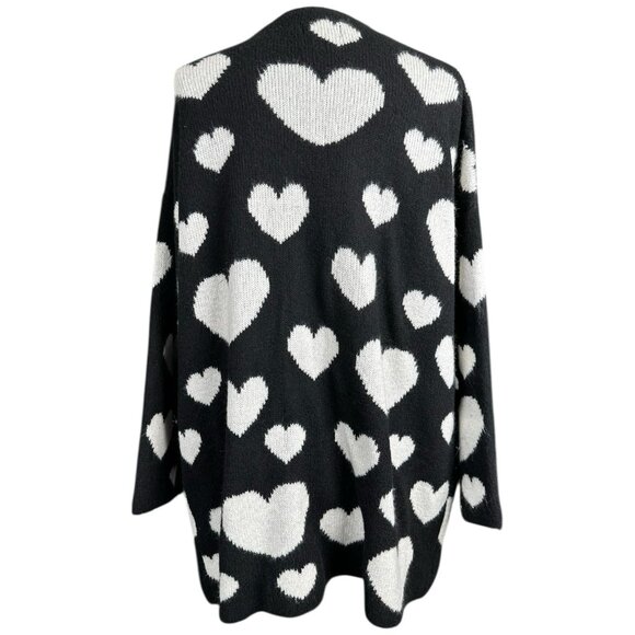 Maeve Anthropologie Sweater Womens XS Cardigan hearts black white open casual - Picture 10 of 15